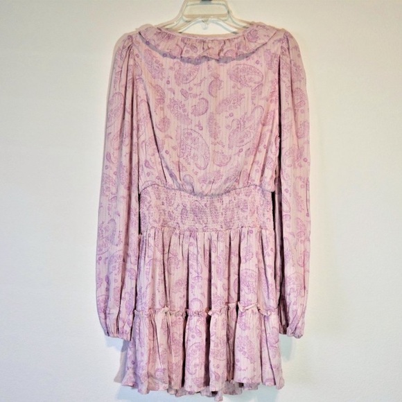 NWT House Of Harlow 1960 Ajay Ruffle Boho Purple Gold Mini Dress Size S - Picture 6 of 15